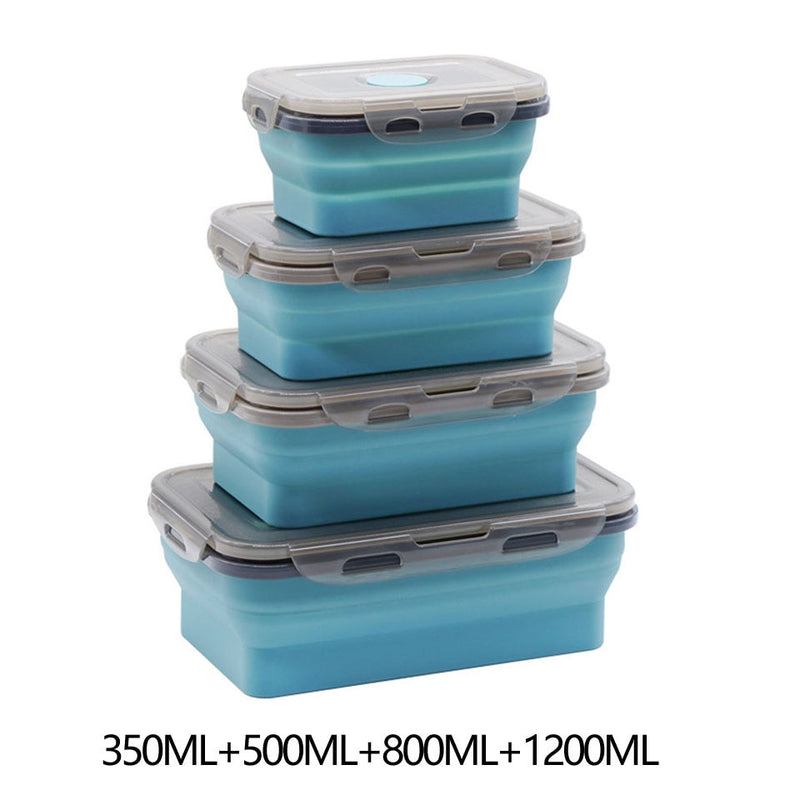 Food Storage Containers With Lids Silicone Collapsible BPA Free Lunch Fruit Salad Box Set reezer Microwavable