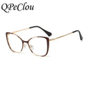 QPeClou Unique Vintage Cat Eye Glasses Women 2019 Retro Metal Cateye Eyeglasses Frames Female Clear lens Optical Oculos Gafas