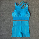 Yoga Set Women Sleeveless Sport Suit Workout Gym Clothes Fitness Sports Bra High Waist Shorts 2 Piece Utra Seamless Sportswear