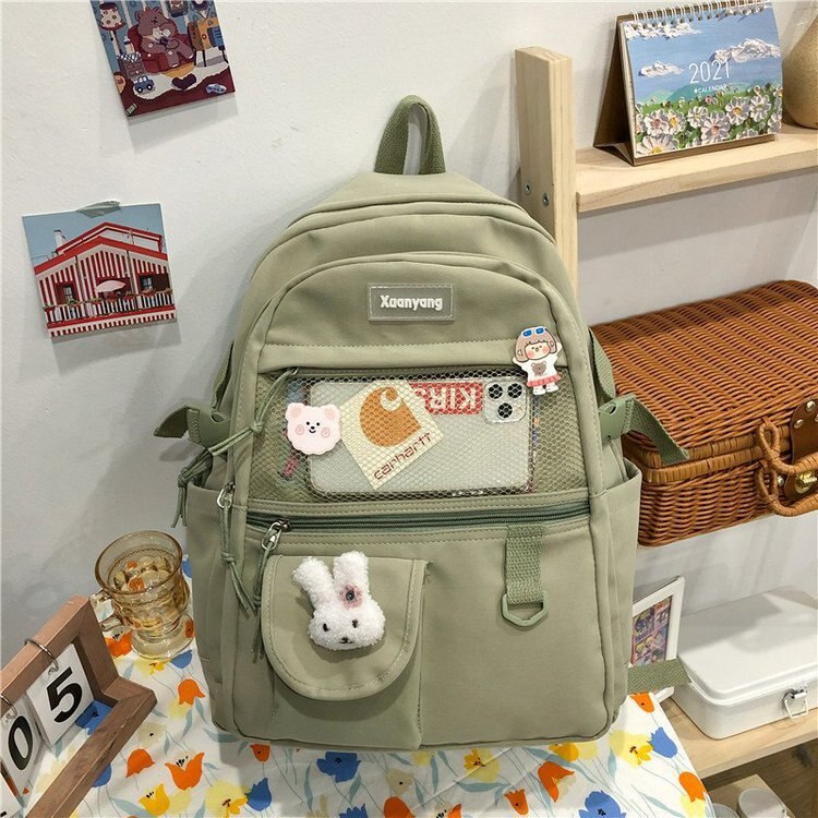 Mochila de moda japonesa para Mujer, mochilas escolares para chicas adolescentes, mochilas de malla de nailon con múltiples bolsillos, Mochila femenina, Bolsa para Mujer