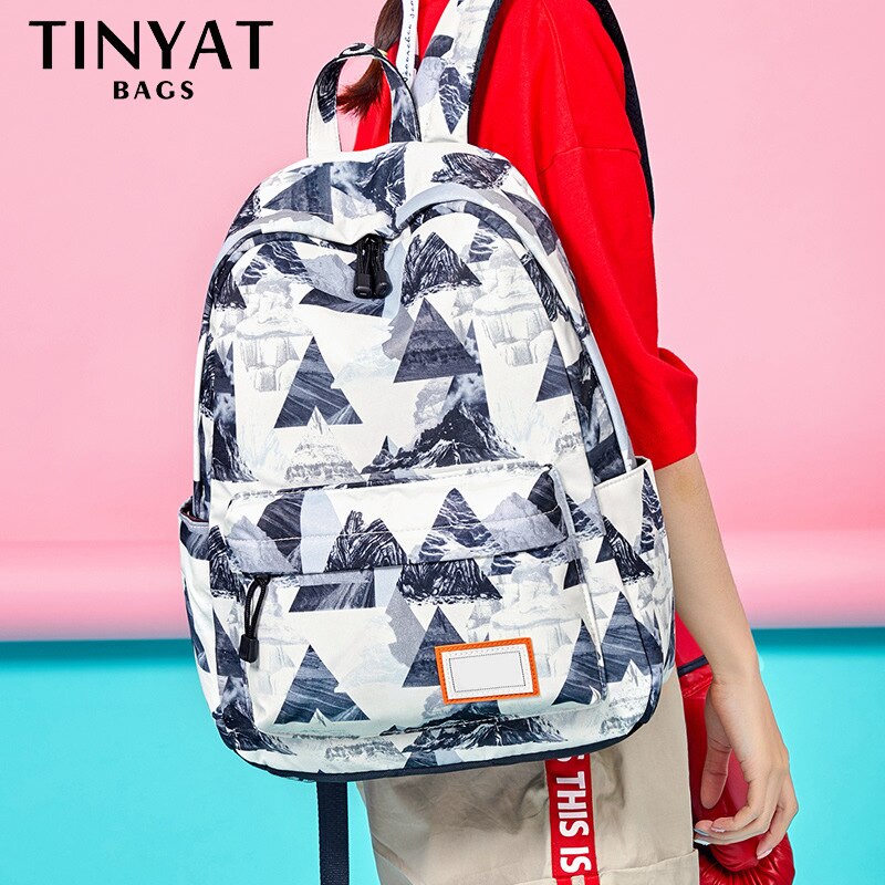 TINYAT fashion black backpack children school bags for girls waterproof oxford large school backpack for teenagers school