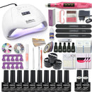 Juego de manicura 120/114W/54W Lámpara de uñas 20000RPM Máquina de perforación de uñas Extensiones Juego de esmalte de gel de construcción rápida Kit de arte de uñas en remojo