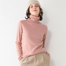 SuyaDream mujer suéteres de lana sólida 100% lana cuello alto jerseys lisos 2021 Otoño Invierno camisas de fondo prendas de punto