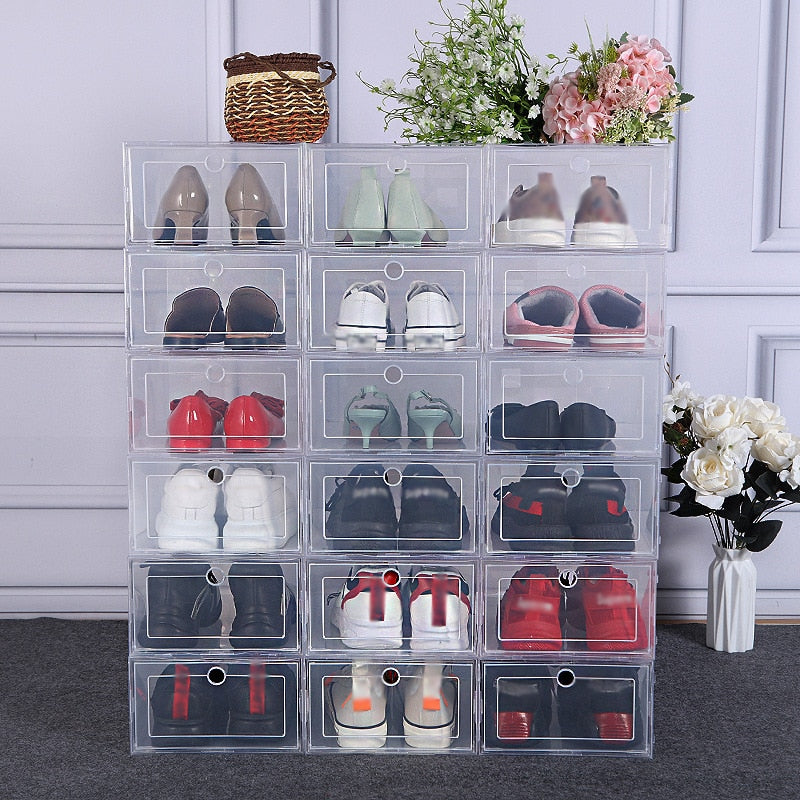 6pcs Plastic Box Storage Transparent Shoes Box Organizer Drawer Modern Organizer Boxes Container Shoes For Storing Boxes Storage