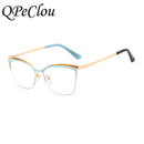 2021 Fashion Square Anti-blue Glasses Frame Women Vintage Metal Optical Transparent Eyeglasses Female No Degree Oculos Feminino