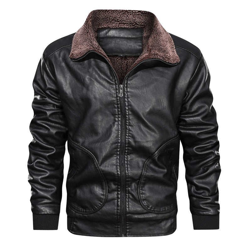 Mountainskin Winter Mens PU Jacket Thick Warm Men&