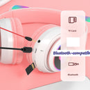 Auriculares inalámbricos con orejas de gato, auriculares Bluetooth 5,0 RGB con cancelación de ruido de graves, auriculares para adultos, niños y niñas, compatible con tarjeta TF y micrófono