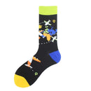 Happy Funny Unisex Painting UFO Astronaut Outer Space Rocket Star War Men Crew Socks Streetwear Cotton Male Skateboard Dress