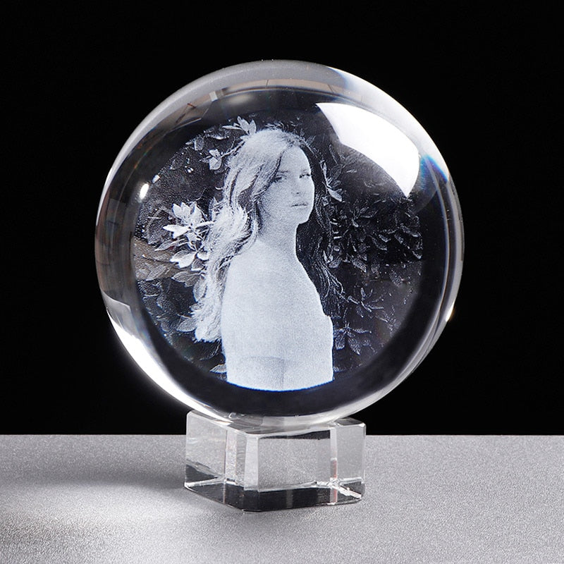 Bola de foto de cristal personalizada, imagen personalizada, esfera, globo, accesorios de decoración del hogar, foto de bebé, regalo de Navidad para novia