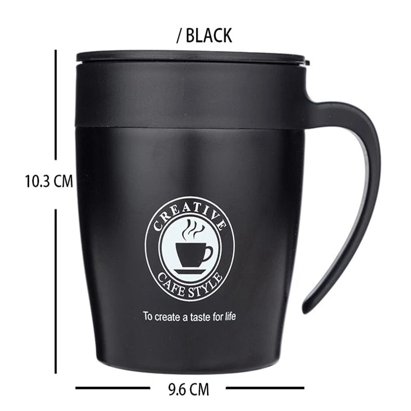 Taza de café con asa, termo de acero inoxidable, termo al vacío, botella de agua para adultos, negocios, hombres, té, termo portátil, 330ML