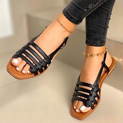 2022 Women Sandals Woman Gladiator Open Toe Casual Beach Shoes Female Hollow Out Flats Women&