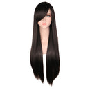 QQXCAIW Long Straight Cosplay Red Black Puprle Pink Blue Sliver Gray Blonde White Oragen Brown 80 Cm Synthetic Hair Wigs