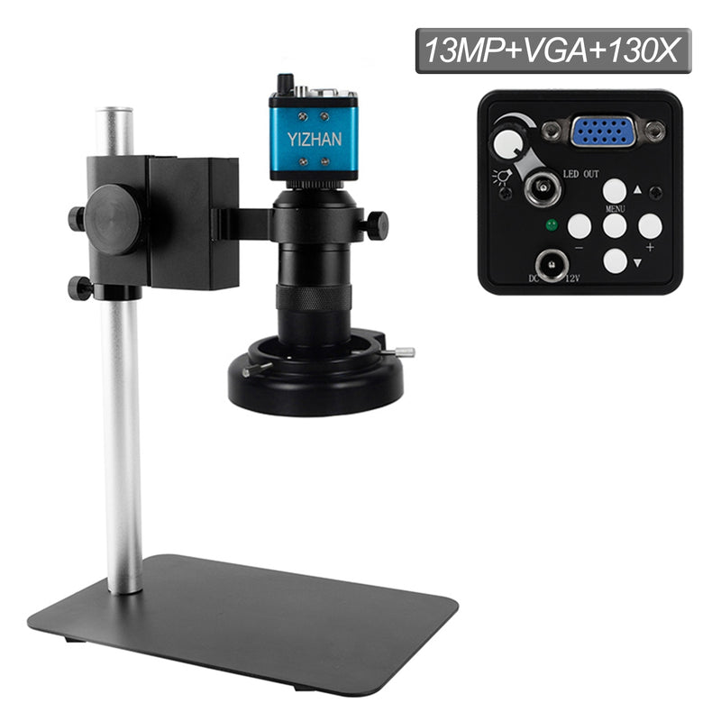 HDMI-Mikroskopkamera HD 13MP 48MP USB 60FPS VGA Industrielle Mikroskopkamera 130X 180X C-Mount-Objektiv 56 LED-Ringlichtlampe