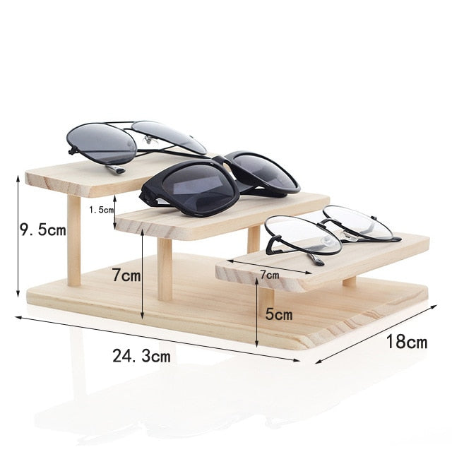 Recién llegado, gafas de sol de bambú ensamblables, soporte para gafas, soporte para joyería, pulsera, relojes, muestra el producto, opciones de 1-5 capas