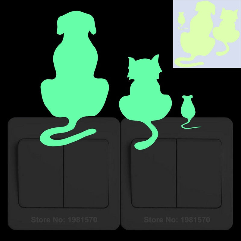 Glow in the Dark Cat Sticker Kids Room Luminous Stickers Home Decor Cartoon Wall Sticker Car Phone Bathroom Toilet Decoration