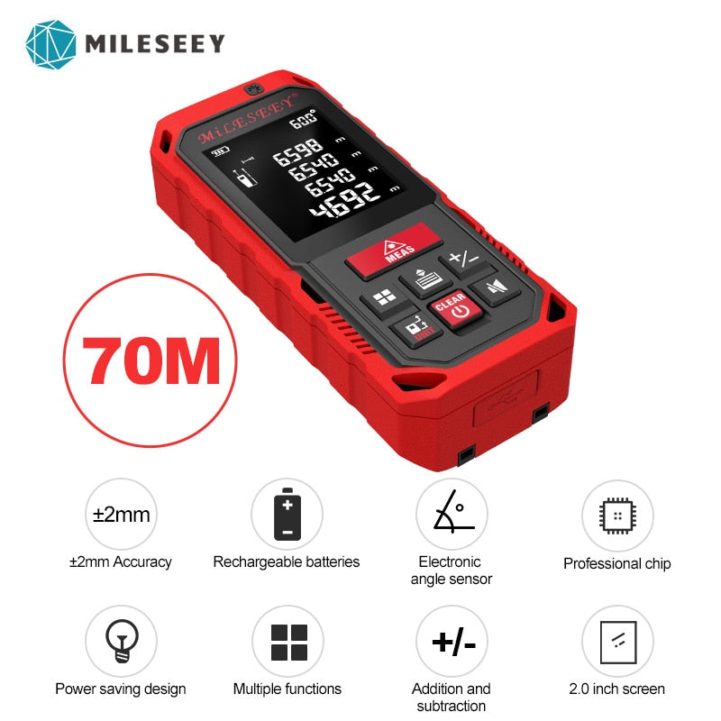 Medidor de distancia láser Mileseey, ruleta electrónica, cinta digital láser, telémetro, trena metro, telémetro láser, cinta métrica