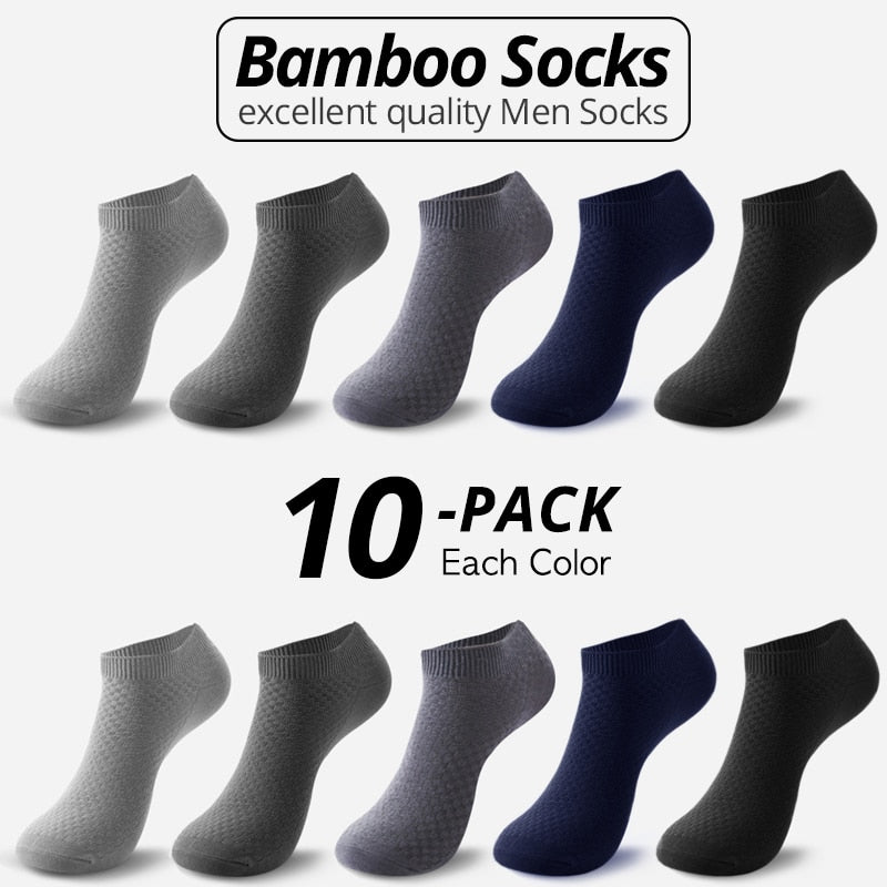 10 Paar Bambusfaser Herren Socken Short Ankle Business Schwarz Männlich Meias Socken Sommer Atmungsaktiv Herren Kleid Schuhe Kleidung Größe 38-44