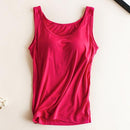 Women Built In Bra Padded Tank Top Female Modal Breathable Fitness Camisole Tops Solid Push Up Bra Vest Blusas Femininas
