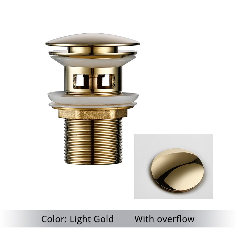 Bathroom Basin Sink Pop-Up Drain Waste Stopper Bathroom Faucet Accessories Solid Brass Material Black Chrome Rose Brushed Gold