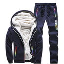 Tracksuits Men Sweatshirt Sporting Sets Winter Warm Thick Casual Fleece Suit Jacket+Pants 2PCS Men&