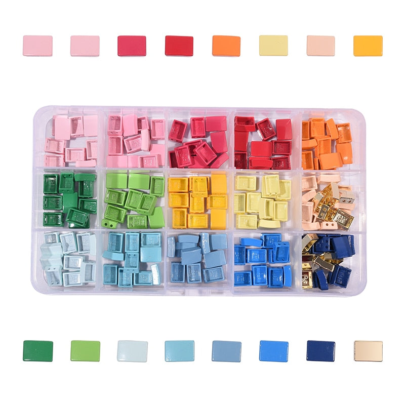 Colorful Miuki Enamel Tila Tile Beads Square Hematite Boho Metal Beads Myuki Beads for Jewelry Making Diy Craft Christmas 2022