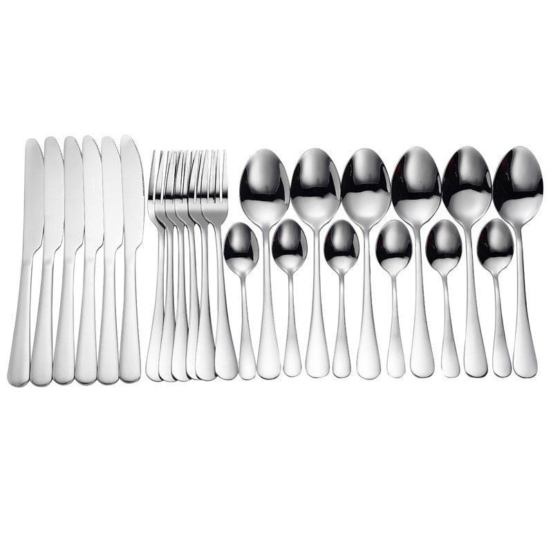 Tableware 24 Pcs Rainbow Cutlery Stainless Steel RainbowCutlery Set Tableware Set Fork Spoon Knife Set Gift Dinnerware Set Box