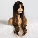 EASIHAIR largo degradado marrón ondulado pelucas sintéticas para mujeres pelucas con flequillo resistente al calor rubia Cosplay pelucas cabello Natural diario