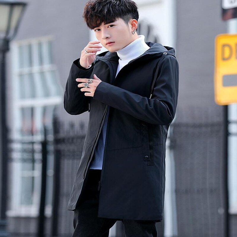 2019 Winter Jacket men hooded Slim Korean Parka Hombre long Jacket coat cashmere mens windbreaker Parkas cotton youth clothing