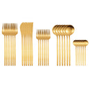 Juego de cubiertos de acero inoxidable, 30 Uds., negro mate, dorado, cuchillo, tenedor, cuchara, vajilla de plata, juego de vajilla para boda, cumpleaños, cena