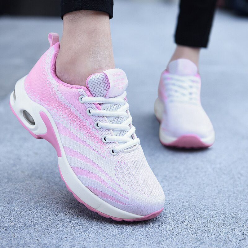 Fashion Ladies Sneakers Breathable Mesh Air Cushion Fitness Outdoor Jogging Shoes Damping Non-slip Casual Women&