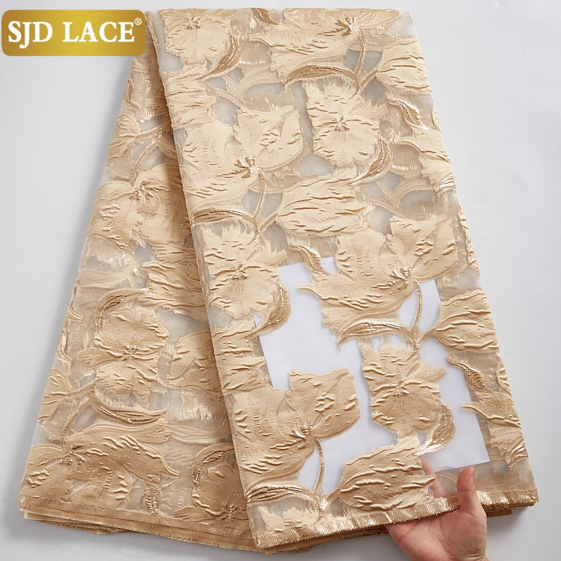 SJD LACE, la más nueva tela de encaje francés, bordado pesado, tela de encaje de malla africana, nuevo diseño, cordones de Organza para boda, fiesta, SewA2078