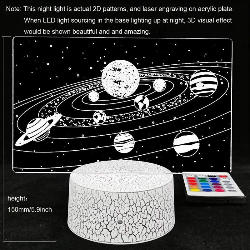 USB 16 Farben Nachtlicht &amp; 24 Schlüssel Fernbedienung Solar System 3D Illusion Lampe Universum Weltraum Kinder Jungen Mädchen Geburtstage oder Feiertage Geschenke