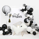 Luftballons-Girlanden-Bogen-Set, 100-teiliges Geburtstagsdekorations-Set mit silbernen Metallic-, Weiß-, Schwarz- und Konfetti-Luftballons sowie Silberpa