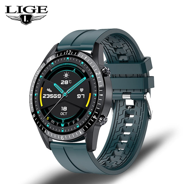 LIGE 2022 Smart Watch Men Full Touch Sport Fitness Watch Blood Pressure Waterproof Bluetooth Call For Android Ios Smartwatch Men