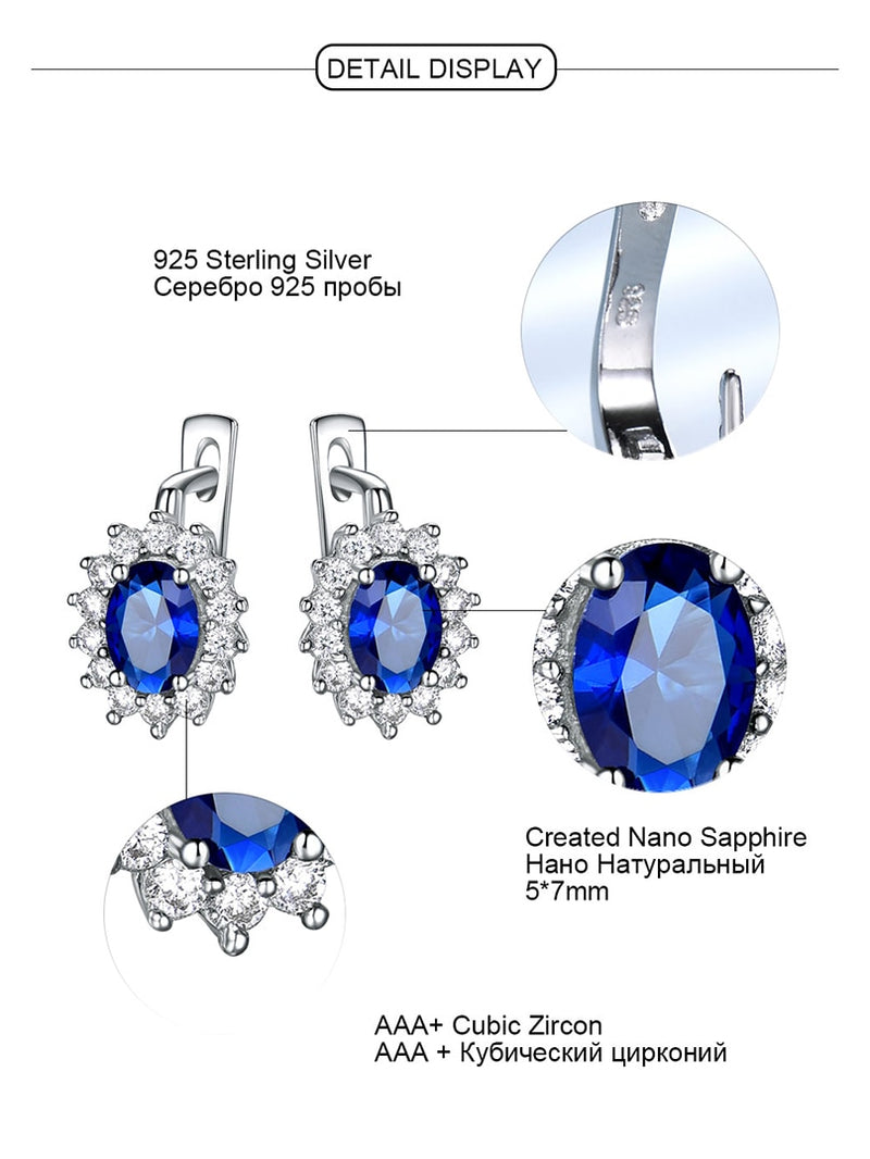 UMCHO Solide 925 Sterling Silber Edelstein Ohrclips für Frauen Blau Saphir Edlen Schmuck Hochzeit Verlobung Valentinstag Geschenk