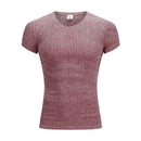 Camiseta de manga corta con cuello de pico para hombre, camiseta de tiras deportivas ajustadas para Fitness, camisetas de moda sólidas para hombre, ropa de gimnasio de punto de verano