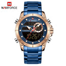 Relojes deportivos NAVIFORCE para hombre, reloj de pulsera de cuarzo Digital a la moda, reloj de pulsera de acero resistente al agua con doble pantalla, reloj Masculino