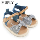 2021 New Soft Sole PU Baby girls Canvas bow First Walkers Shoes Fashion Summer Prewalkers First walker Toddler Moccasins