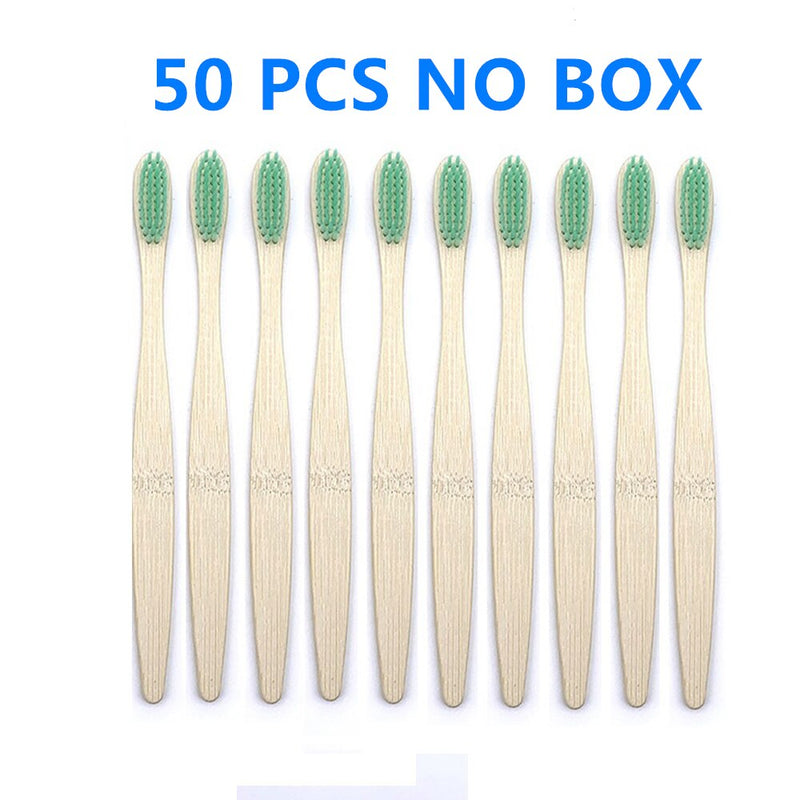 Paquete de 50/40/30 cepillos de dientes de bambú para adultos, cerdas suaves, cepillos de dientes biodegradables sin plástico, cepillo de mango de bambú ecológico bajo en carbono