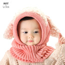 Korean Baby Knitting hats dog Ears winter Earflap Boys Girls Scarf Set Cute Warm Toddler Hat Kids Children Windproof Cap 0-4Y