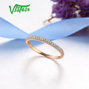 VISTOSO Genuine 14K 585 Rose Gold Sparkling Diamond Delicate Ring For Women Anniversary Engagement Fashion Trendy Fine Jewelry