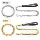 304 Stainless Steel Dog Chain Collar And Leash Super Strong Dog Metal Collar Choke Silver Gold Pet Lead Rope For Party Show