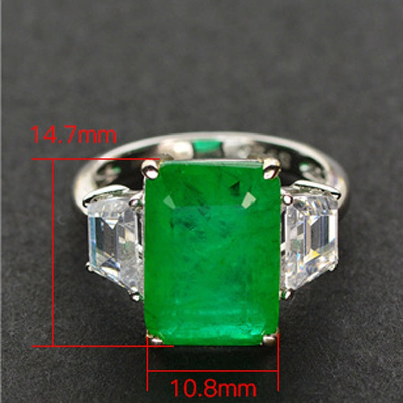 OEVAS 100% Plata de Ley 925 creada Moissanite Esmeralda piedra preciosa piedra natal anillo de compromiso de boda joyería fina al por mayor