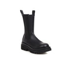 Luxury brand round toe platform ankle boots for woman slip-on chunky heels winter warm fleece chelsea boots women big size 43