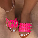 Summer Women Sandals Beach Rivet Slippers Wild Leather Female Slippers Candy Color Flip Flops Flat Sandals