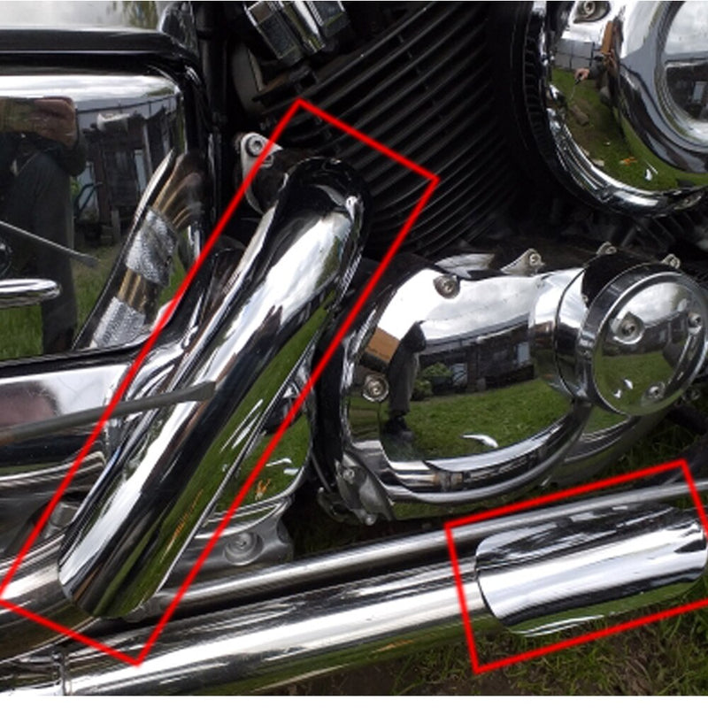 Schwarz / Chrom Motorrad Gebogene Auspuffrohr Hitzeschild Abdeckung Schutzfolie Universal für Honda Harley