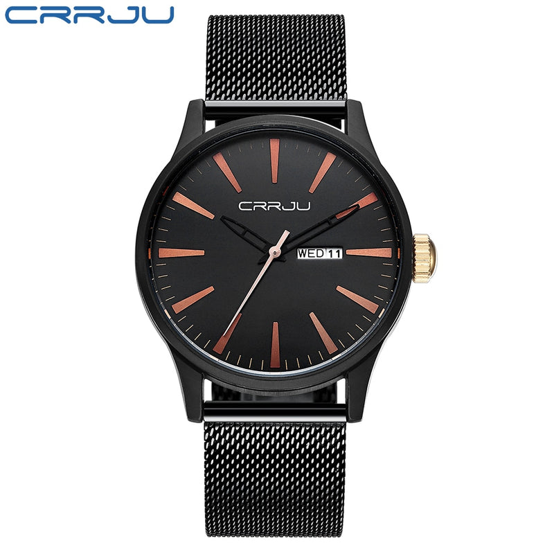 CRRJU 2021 New Fashion Mens Watches with Stainless Steel Top Brand Luxury Sports Chronograph Quartz Watch Men Relogio Masculino