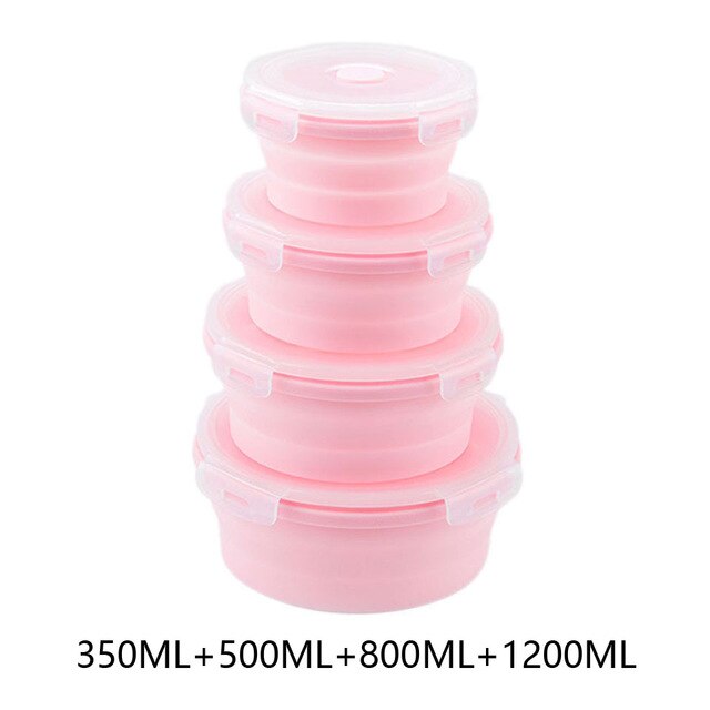 Food Storage Containers With Lids Silicone Collapsible BPA Free Lunch Fruit Salad Box Set reezer Microwavable