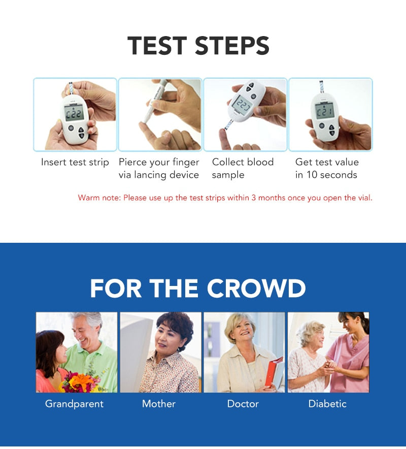 300/200/100/50PCS Sinocare Safe-Accu Tiras de prueba de glucosa en sangre y lancetas para probador de diabetes