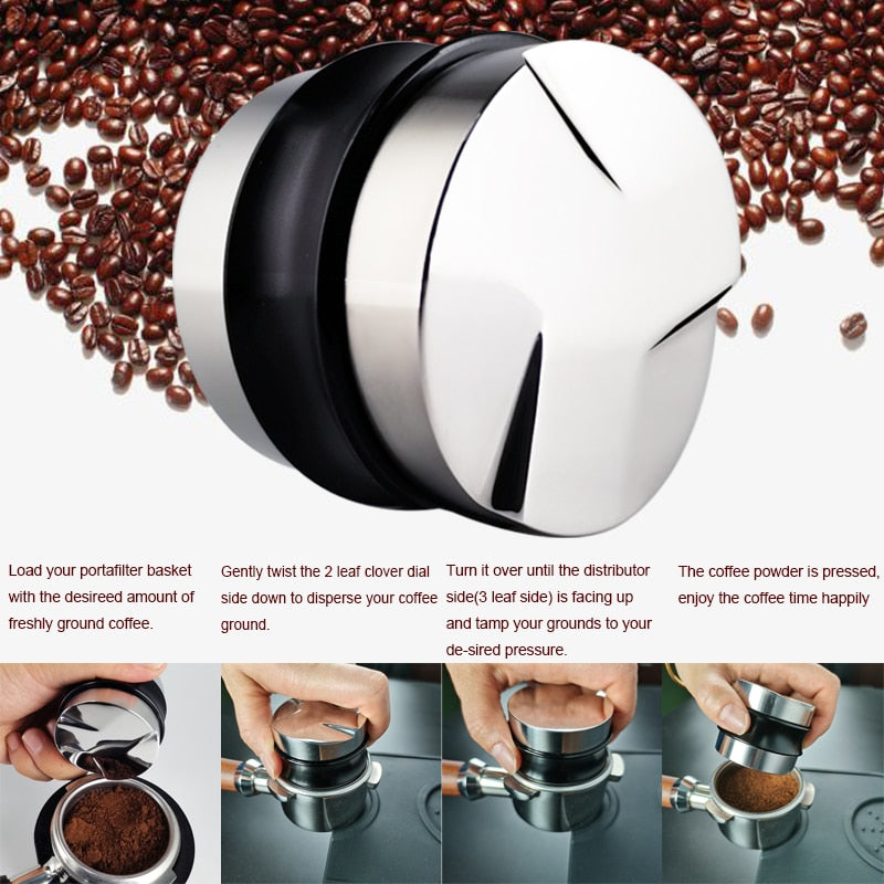 51mm 53mm 58mm 3 Angle Flat Base Coffee Tamper for Espresso Coffee Machines Press Coffee Grinder Cafe Powder Hammer